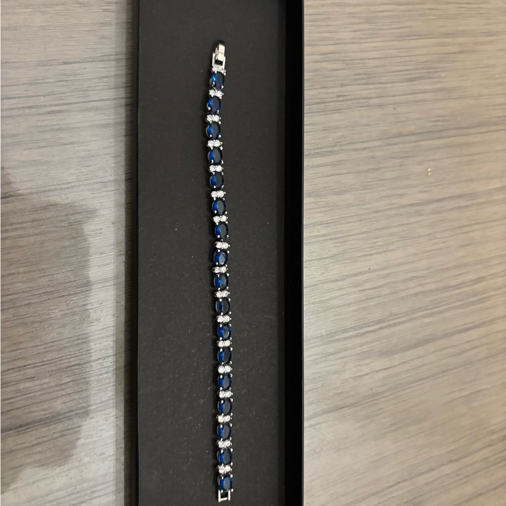 Elegant Blue and Silver Tennis Bracelet